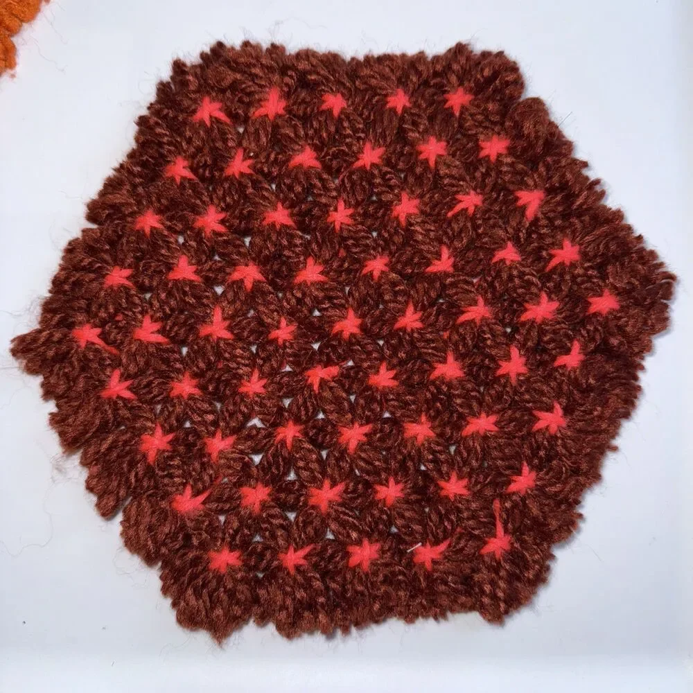 3 Vintage Crocheted  Potholders Trivets Kitsch Grandmacore Retro 60-70’s